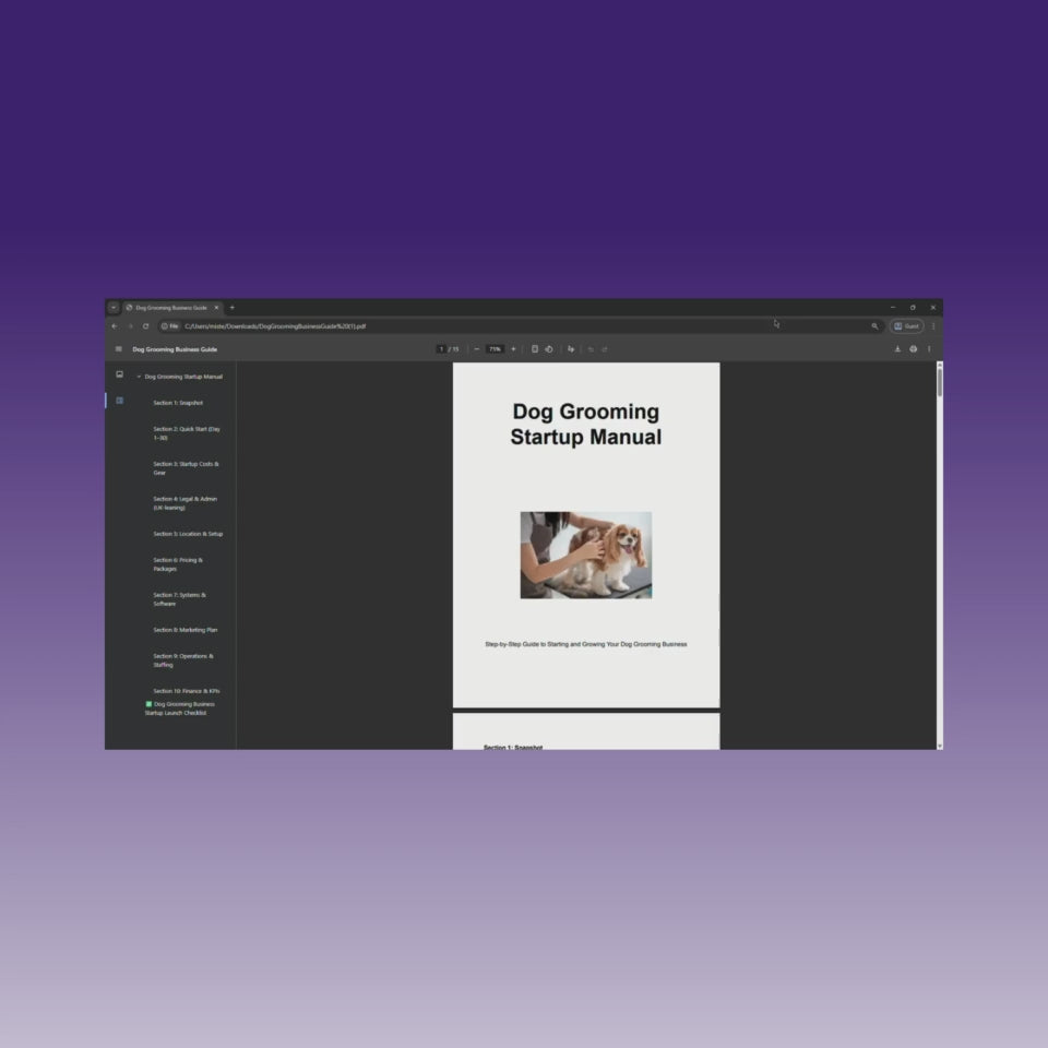 Dog Grooming Business Startup Manual
