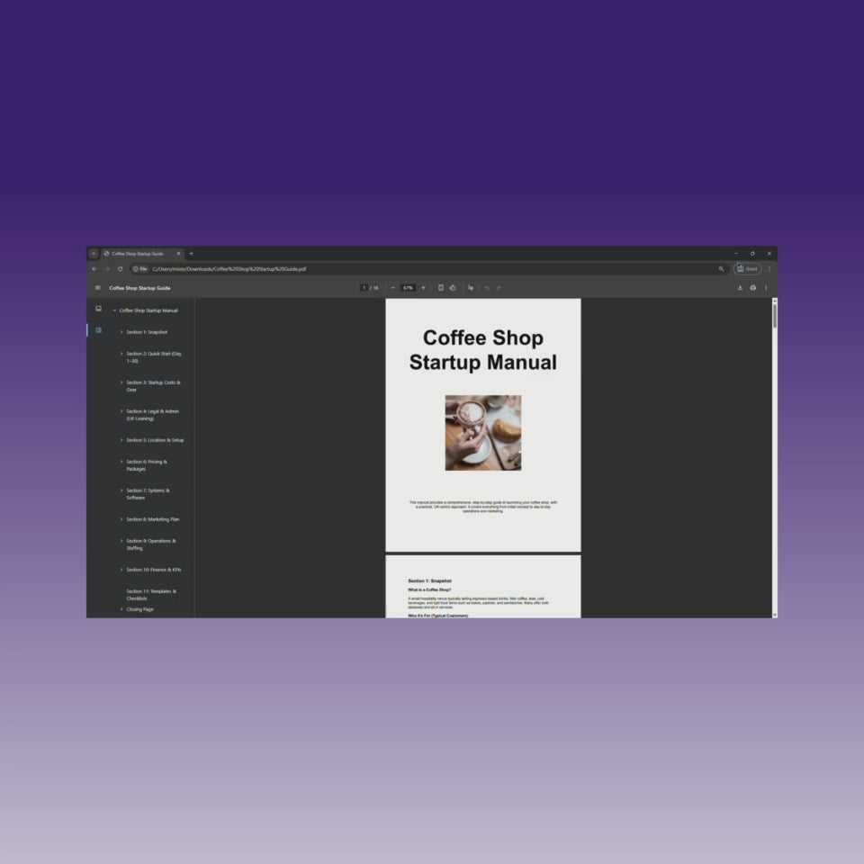 Coffee Shop Startup Manual